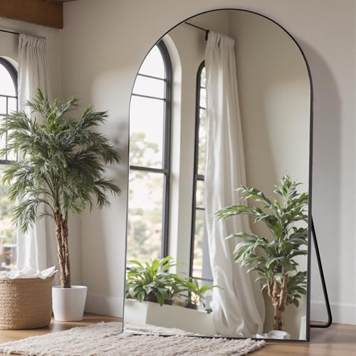 Suidia Arched Full Length Mirror, 82"x44" Floor Mirror Freestanding, Floor Standing Full Body Mirror with Stand for Bedroom, Hanging Mounted for Living Room Cloakroom, Black