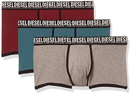 Diesel Men's UMBX-damienthreepack-p Boxer-Shorts, Dark Teal/Grey/Burgundy, L