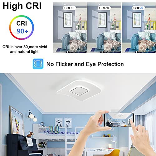 Bianco Plafoniera LED Soffitto Moderna Dimmerabile con Telecomando Lampadario Camera da Letto 30W 2700k-7000K Lampade Design Piatto Curve Sala da Pranzo Cucina Bagno Lampada Quadrato L40 - Image 4