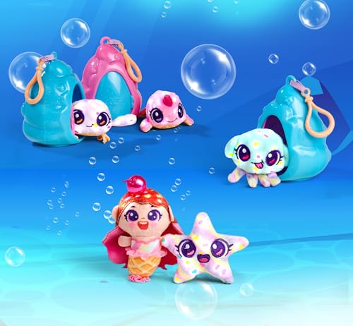 Simba Toys - Pearly Pods Sweety Friends, 12-Fach Sortiert, es Wird nur EIN Artikel geliefert, Plüsch mit Leuchteffekt, 8cm, seltene Meerjungfrau und Perle, Muschel-Anhänger, ab 3 Jahre