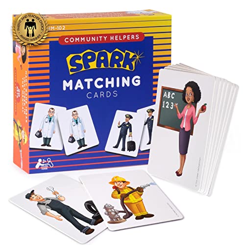 SPARK INNOVATIONS Community Helpers Memory Matching Game, Memory Game with Picture Cards, Children’s Games 4 and Up, Preschool Must Haves, Homeschool Materials