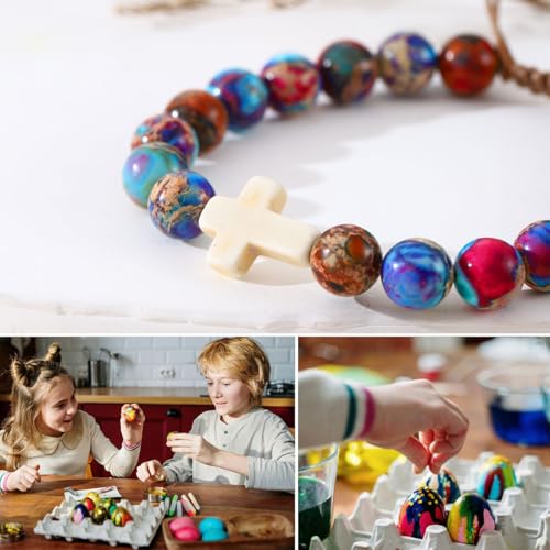 Image of enasal Easter Basket Stuffers for Teens Girls, Nature Stone Easter Gifts Cross Bracelet, Christian Gifts Inspirational Jewelry