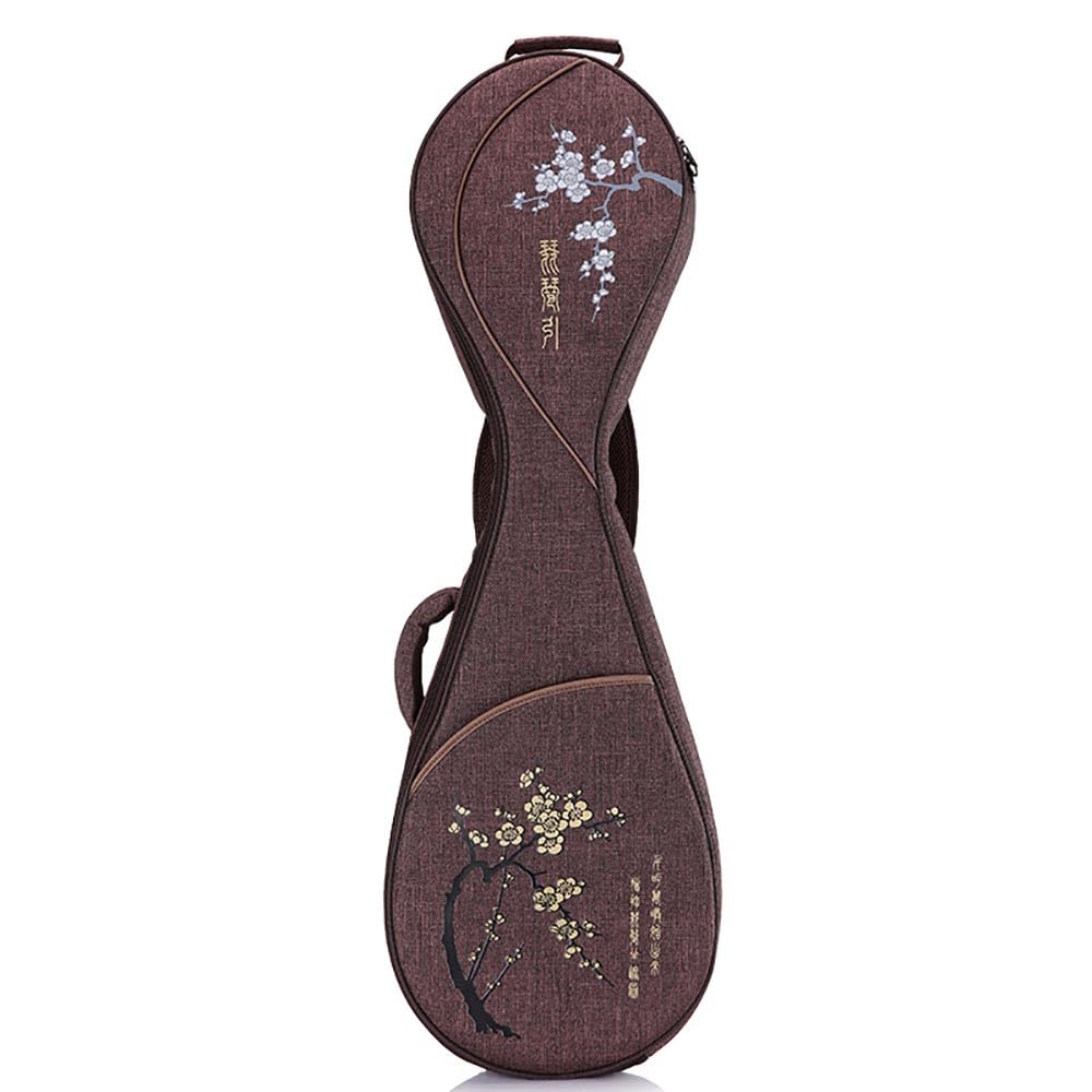 Borsa per liuto cinese Pipa Bag in tessuto Oxford borsa a tracolla in stile cinese Pipa zaino con motivo fiore di prugna custodia per liuto per strumento liuto (caffè)