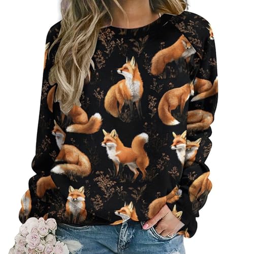 Sweat-shirt graphique femme haut de gamme finitions soignées imprimé renard élégant