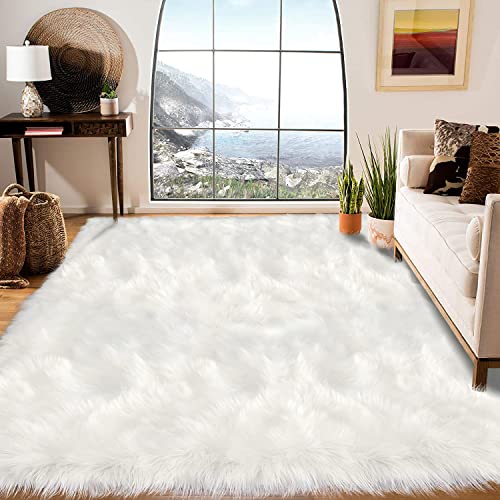 Latepis Area Rugs 6x9 Faux Fur Sheepskin Rug for Living