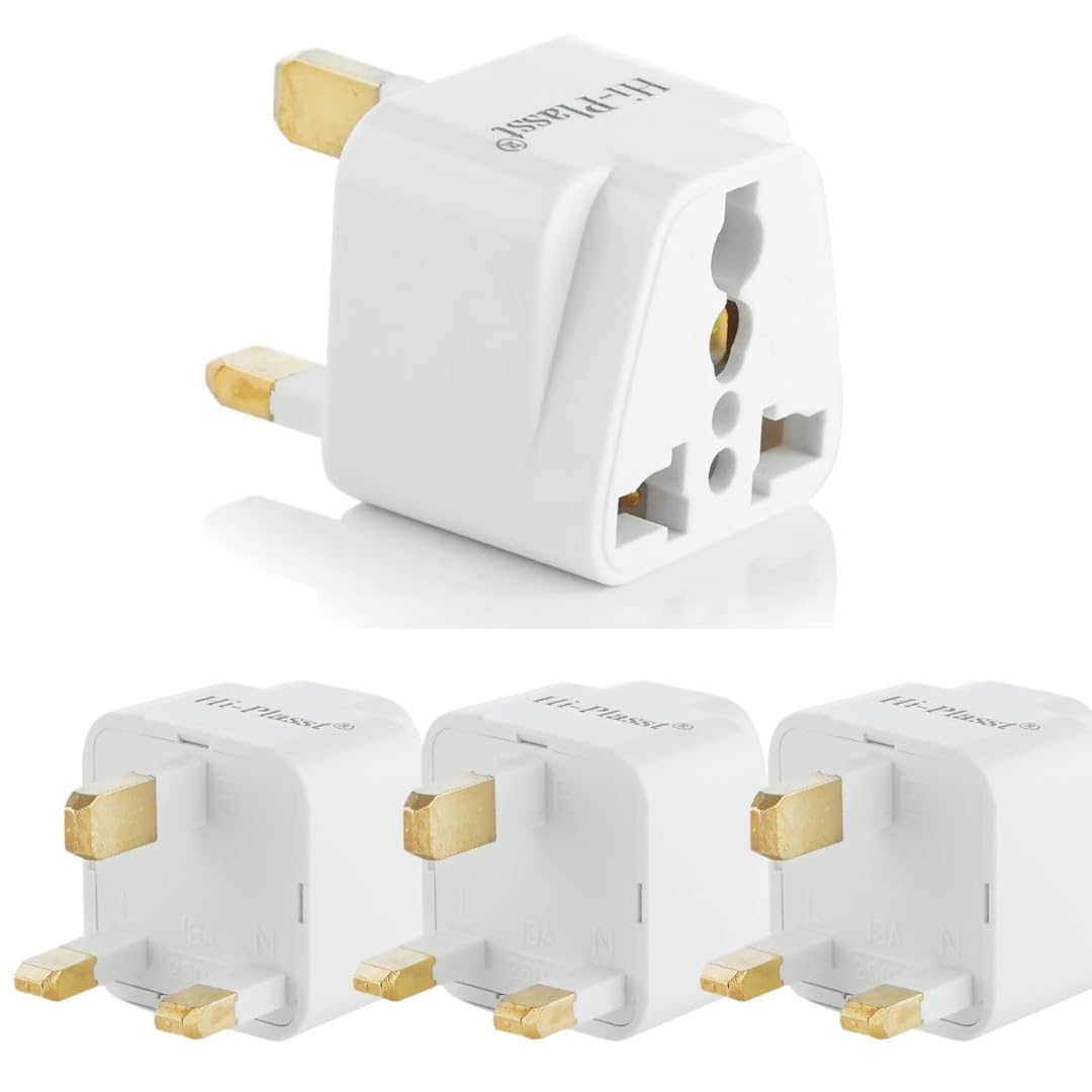 hi plasst pins n plugs Hi-Plasst (Pack of 4) India to UK Type G Travel Adapter Plug - Universal Converter for UAE, Dubai, Singapore, Hong Kong, Ireland - UK Pin Adapter for Indian Plugs, Compatible with Phone, Laptop-picture-16