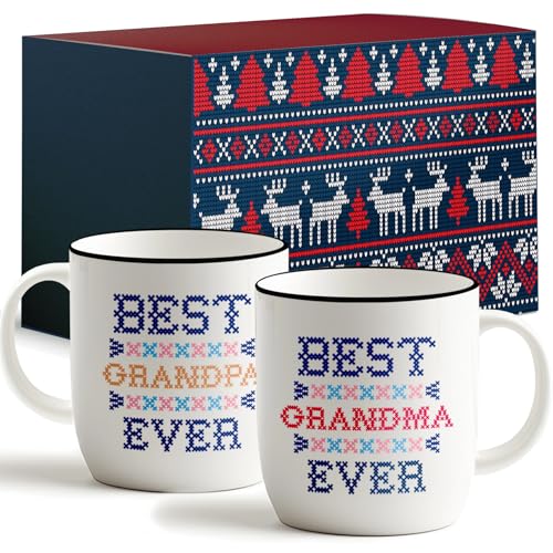 Image of Triple Gifffted Worlds Best Grandparents Coffee Mugs for Grandma and Grandpa Gifts Ideas From Grandkids, Grandchildren, New First Time Grandparent Announcement Christmas Valentines Day, Ceramic 380ml