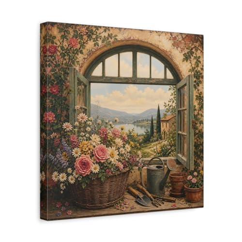 Toile Colorful Garden au-dessus du canapé pour une déco de salon vintage nature