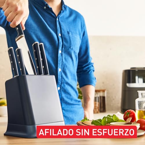 Tefal Ever Sharp Pro, Set de cuchillos de 6 piezas, 5 cuchillos, Tijeras, Bloque con afilador integrado, cuchillas de acero inoxidable, tecnología para un afilado duradero, K297S744 - imagen 4