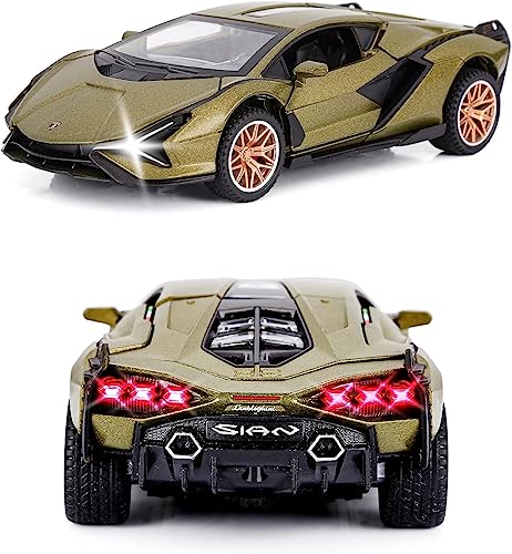 Image of DEOXY 1:32 Scale Lamborghini Centenario Die-Cast Model Car - White Sports Car Toy with Openable Scissor Doors, Pull Back Action, Lights & Sound - White