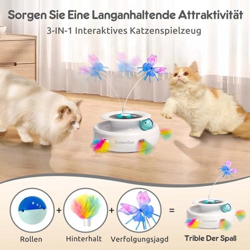 GoldenSun-Katzenspielzeug-3-in-1-Elektrisch-Interaktives-Automatischer-Spielzeug-fur-Katzen-Whack-A-Mole-Fluttering-Butterfly-inklusive-Ball-USB-Wiederaufladbar-Katzen-Teaser-mit-4-Aufsatzen | Dealmeister.io Alt tag für bilder post titel
