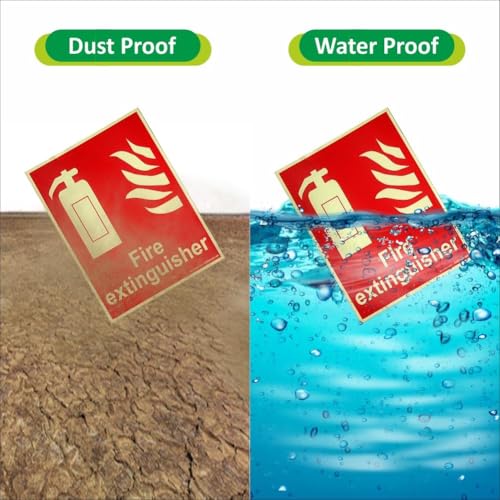 Image of GADGETS WRAP Glow in The Dark Fire Extinguisher Fire Equipment Self Adhesive Vinyl Sticker Sign for Walls and Doors (200 x 150 mm) (Pack of 4)