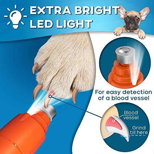 Image of Low Vibration Dog Nail Grinder with LED Light, Rechargeable Dog Nail Trimmers for Large Dogs, Medium & Small Dogs, Professional 2-Speed Pet Nail Grinder for Dogs