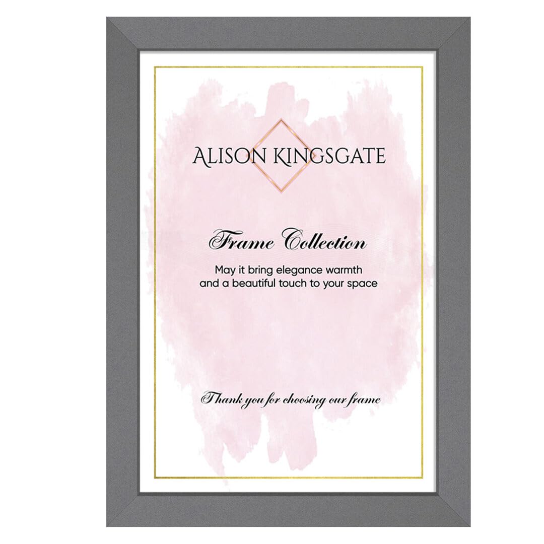 Alison Kingsgate Thin 50X40CM Dark Grey Photo Frame-Engineered Wood Picture Frames with Shatterproof Perspex - Ideal for Certificates-Wall Mount or Tabletop - Multiple Sizes & Colours Available