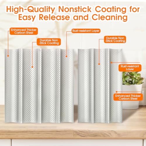 Cryptolux 10 Sets Baguette Bread Pan,Silver French Baguette,Non-Stick Sourdough Baguette Bread Making Molds with Proofing Cloth,Used for Kitchen Bread Baking Kit - Thumbnail 4