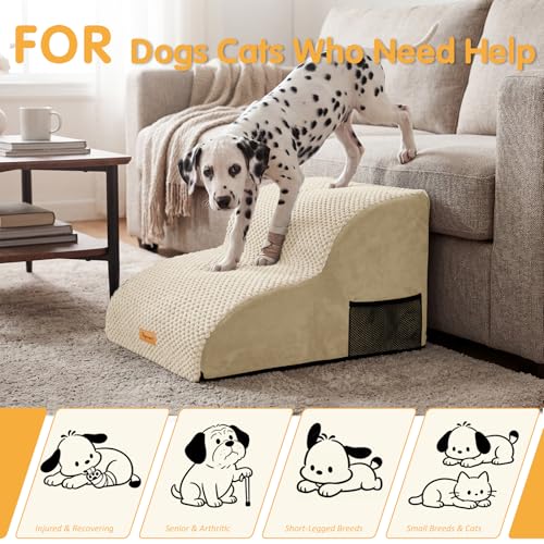 Image of Topmart High Density Extended Foam Dog Ramp&Steps 2 Tiers,11.8 inch High Cats,Pets with Joint Pain for Low Sofas,Stairs,Lower Place