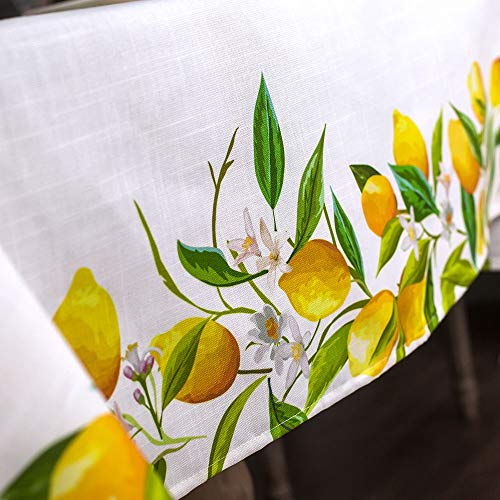 Artable Rectangle Summer Tablecloth Spring Printed Flower Grass And Vintage Floral Patterns Table Cloth For Easter Table Runner Picnic Outdoor Home Holiday Long Dining Kitchen (Lemon, 52 X 70 Inch) #TOP4