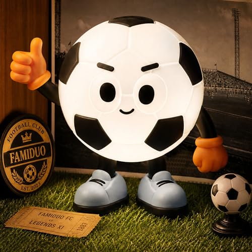 Image of FAMIDUO Soccer Night Light for Kids,Food-Grade Silicone, Warm+RGB Light