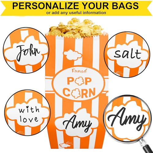 Image of CUSINIUM 1oz Orange Paper Popcorn Bags (100-pack) - Carnival Theme - Customizable