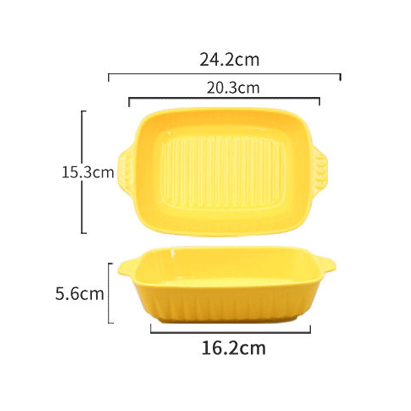 bandeja para hornear Diseño estilo horno rectangular con mango de oreja diamante(Yellow,Medio)