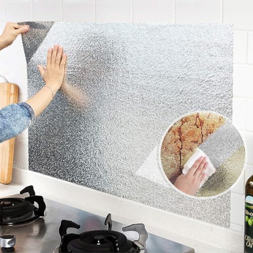 Image of HOME13 Vinyl Self Adhesive Vinyl Decorative Silver Foil Kitchen Wallpaper for Countertop Home /Office 1 Ft x 4 Ft with 2pcs