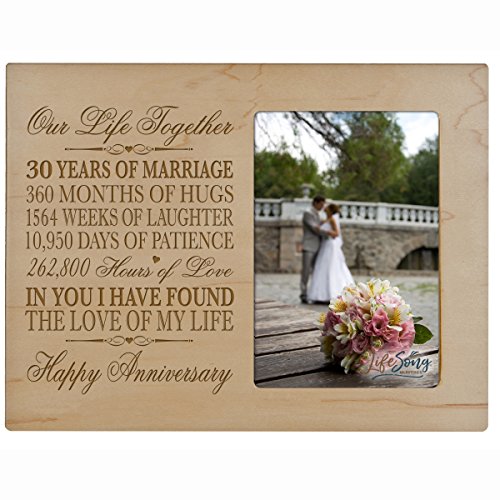 LifeSong Milestones 30 Year Anniversary Picture Frame Gift for her him Couple Custom Engraved 30th Year Wedding Celebration for Husband Wife Photo Frame Holds 1 4x6 Photo 8