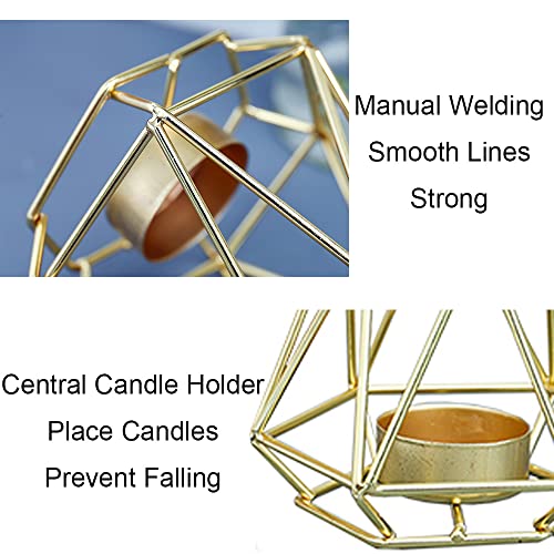 2 stuks geometrische kaarsenhouders van smeedijzer, metalen kaarsenhouder, metalen metalen kaarsenhouder voor woonkamer, bruiloftsdecoratie - Afbeelding 4