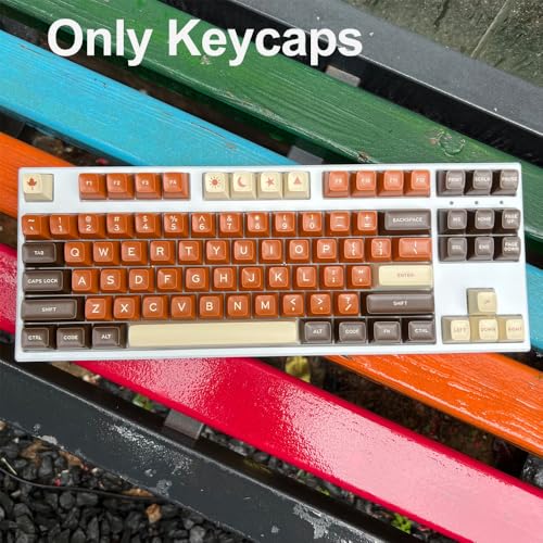Image of Fogruaden PBT Keycaps Set, SA Profile Custom Keycap for Mechanical Keyboard Keycaps(SA Coffee)
