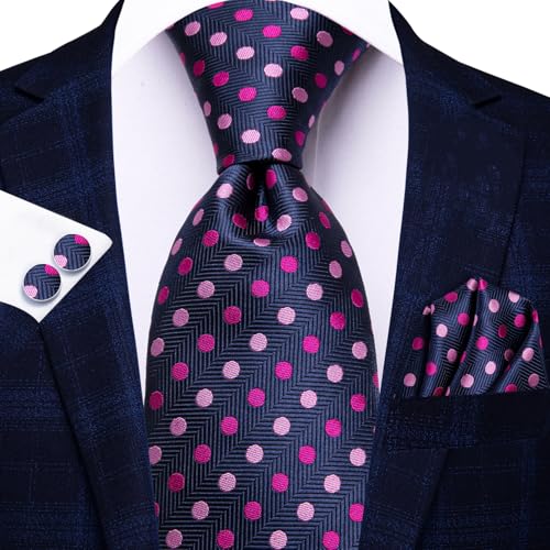 Image of Dubulle Mens Paisley Floral Silk Tie for Men Striped Necktie and Pocket Square Cufflinks Set Wedding Business
