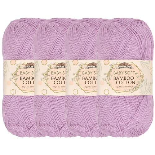 Image of JubileeYarn Baby Soft Bamboo Cotton Yarn - 50g /Skein - Lilacs - 4 Skeins