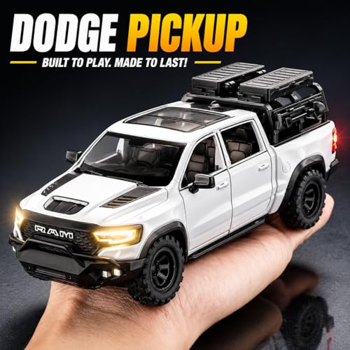 Image of Magicwand 1:32 Scale Die-Cast Metal Car Dodge RAM Mammoth with Openable Doors,Pull Back Action,Blinking Lights【Pack of 1】【Random Color】