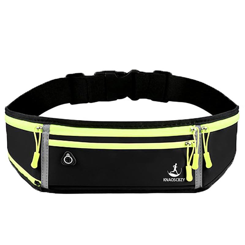 KNAOSCBZY 4 Pocket Adjustable Running Belt Waist Pack, Lightweight Bounce-Free Waist Pack for iPhone,Gym, Marathon, Cycling Workout