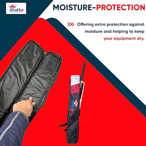 Cricket Bat Cover Bag For Full Size Bat Adjustable Shoulder Strap Foam Padded - Secure and Convenient Cricket Gear Storage Bag Black/Red - Image 6