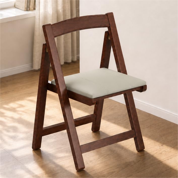 CoPaws Wooden Folding Chair with Cushioned Seat Portable Folding Dining Chair Stackable Solid Wood Chair for Wedding Events Office Kitchen Patio Garden 1 Piece