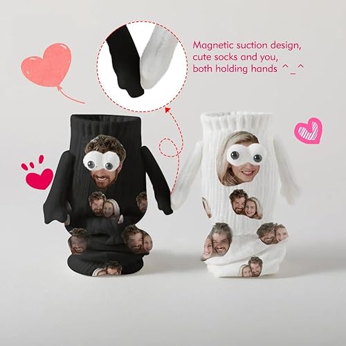 Miniatura 3 de Yopicks Calcetines personalizados tomados de la mano con foto, calcetines personalizados con manos, calcetines divertidos regalos para novio y