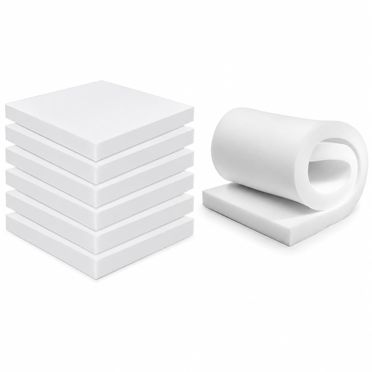 Sleep Wish High Density Upholstery Foam Cut to Size | White Firm Foam Sheet for Chair Cushions, Seat Pads, Dining Chairs, Bench, Sofa, Stool, DIY Upholstery, Replacement Cushion Foam (6 in, 15" X 15")