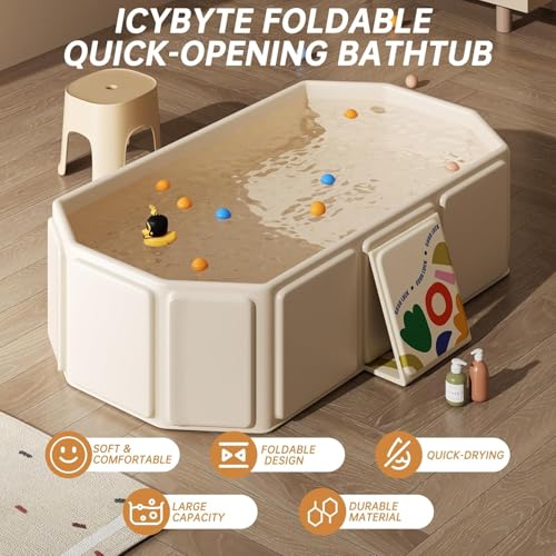 Image of Gvnd Foldable Kids Bathtub for Infants to Toddler with Non-Slip Base,Easy Storage,Perfect for Small Spaces,Ideal for Travel & Home - Suitable for Baby 0-8 Years