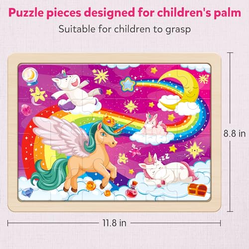 Synarry AMZ-067 Large Unicorn Princess Fairy Wooden Puzzles For Girls Gift Box(12.2*9.4 In) - Fsc Certified, 24 Pcs Puzzles For Kids Ages 4-6 thumb #4