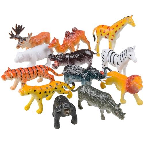 Rhode Island Novelty 12 Little Zoo Animals Toy Figure, 2.5
