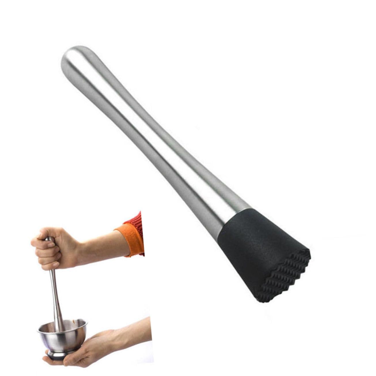 OUNONA Stick Masher Stainless Steel Wine Stirrer Cocktail Bar Cocktail Muddler Stainless Steel Cocktail Stick Ice Crusher Stick re-usable