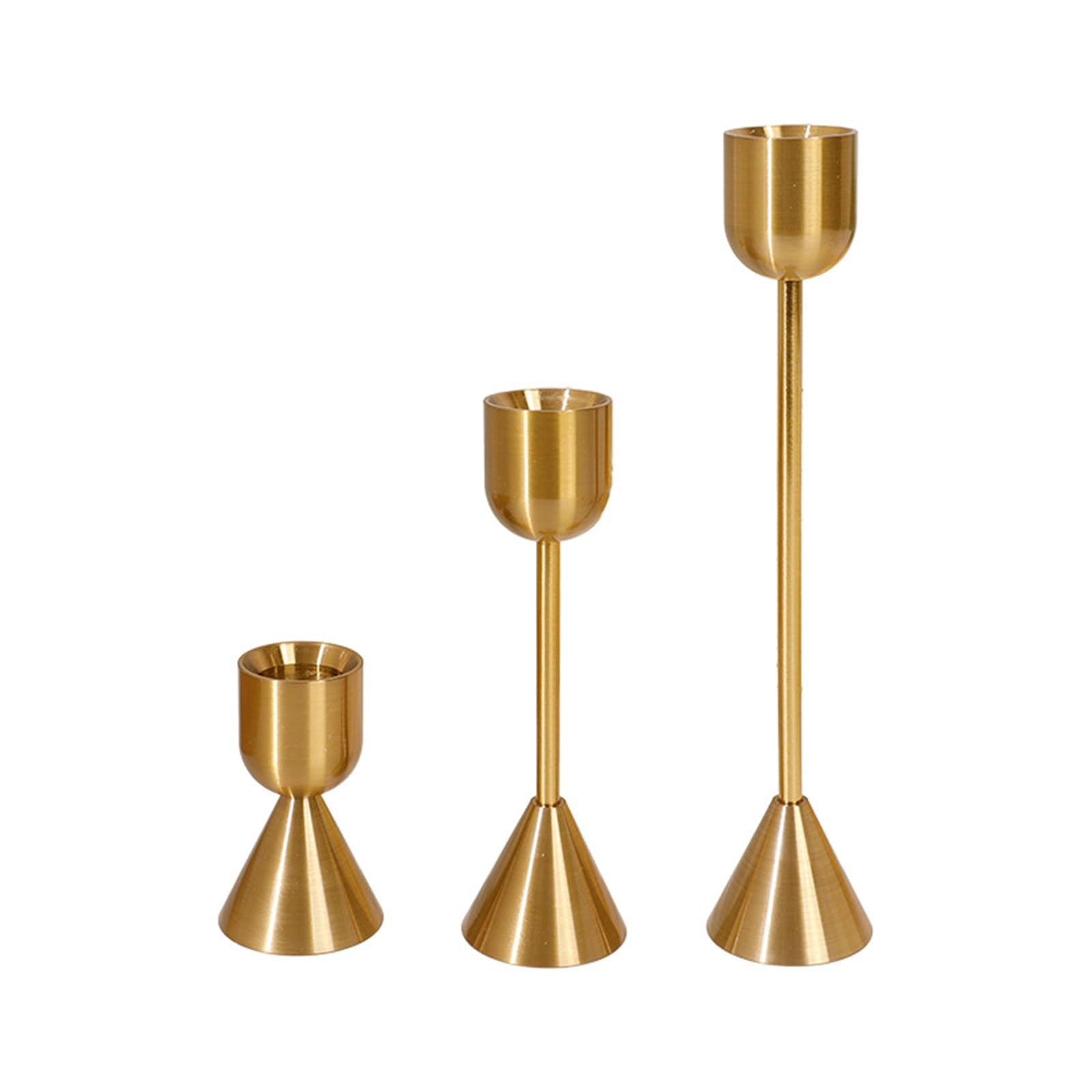 Kerzenständer Kupferfarbene Kerzenhalter for Zuhause, Eisen, dekorative Ornamente, Hochzeit, Fotografie, Modellzimmer, Tisch, Requisiten, 3-teiliges Set