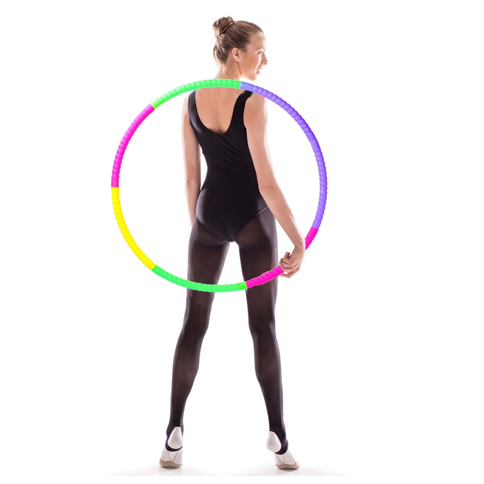 Hula Hoop pieghevole in plastica, 7 sezioni, tubi colorati staccabili, per esercizi, fitness, ginnastica, danza, giochi di addestramento per animali domestici, per bambini e adulti