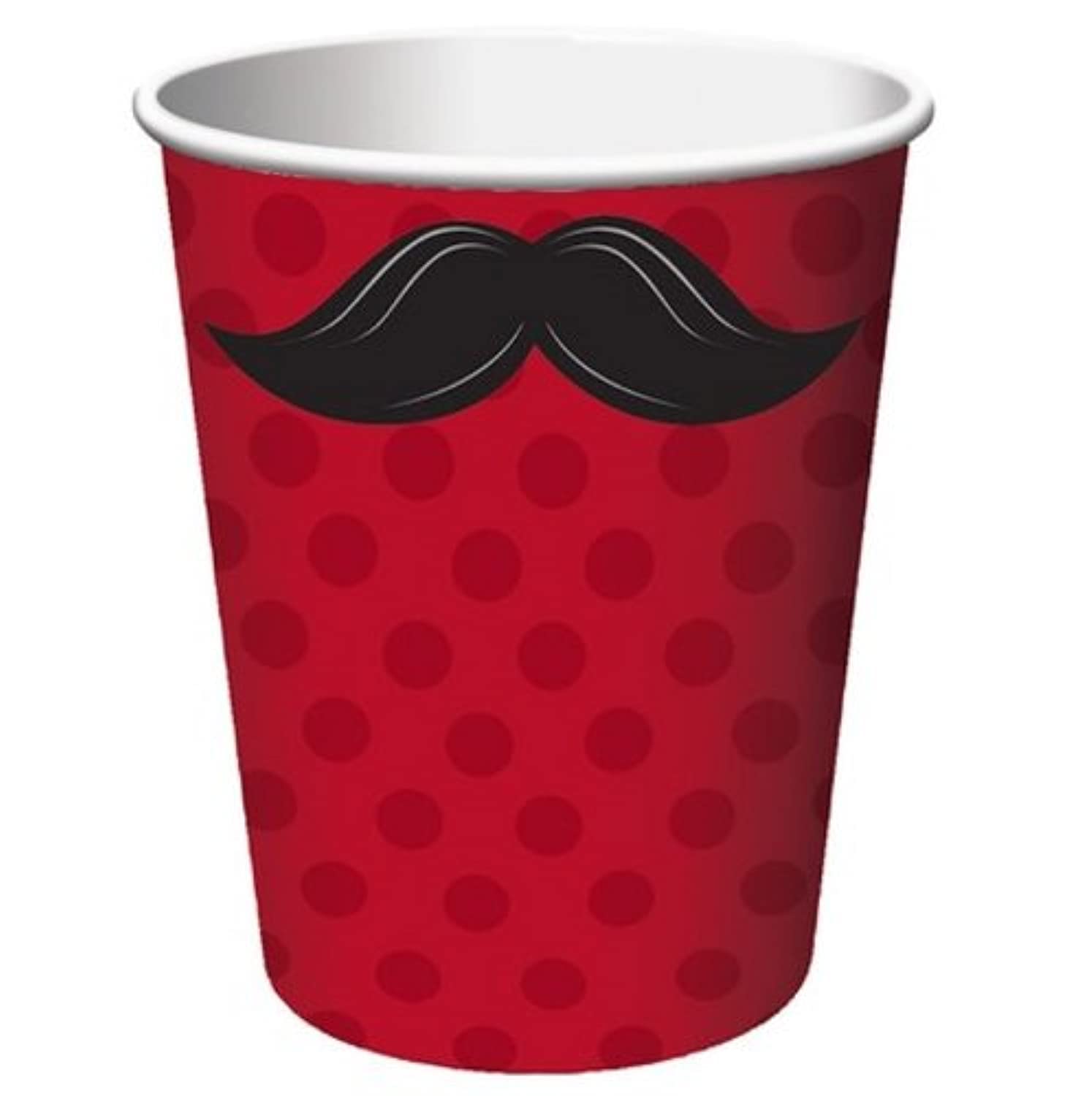 Creative ConvertingMoUStache Madness Plastic Cups, 8 Piece, 266 Ml Capacity, Multicolour, One Size