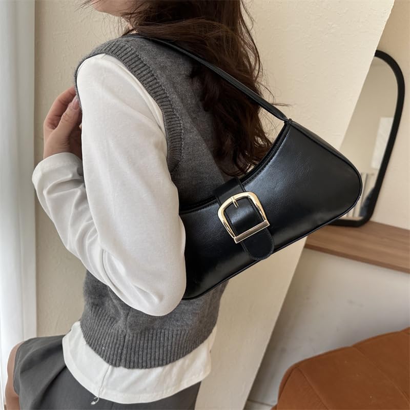 Women Small Shoulder Bag Trendy Underarm Purse PU Leather Handbag with Zipper Closure3