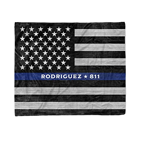 Pretty Perfect Studio Custom Thin Blue Line Blanket Personalized Law Enforcement Police Officer Gift 50