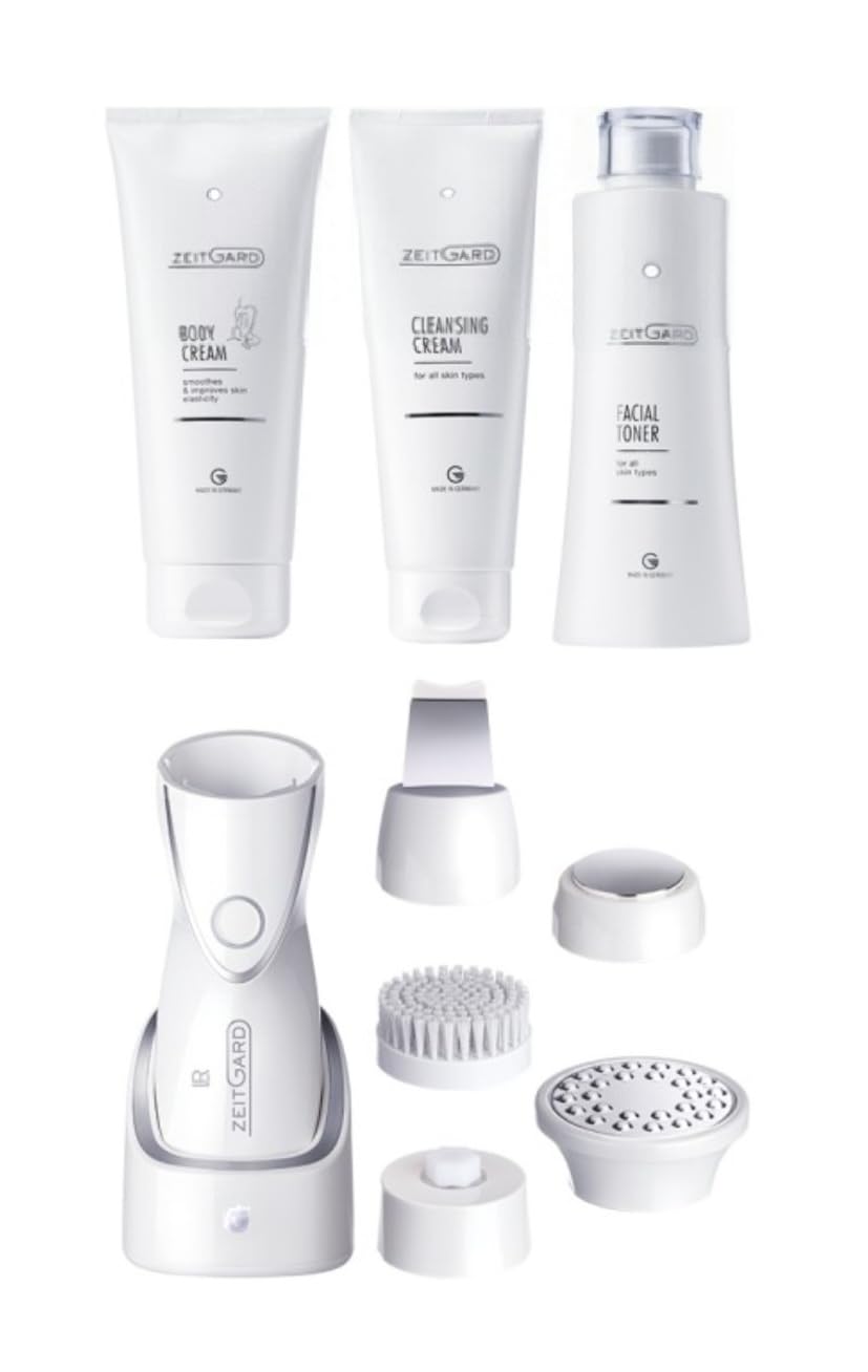 Anti-Aging Hautpflege ZEITGARD Pro Komplett-Set: Professionelles Anti-Aging Hautpflegegerät für Gesicht & Körper | 4-in-1 Ultraschall-Technologierät