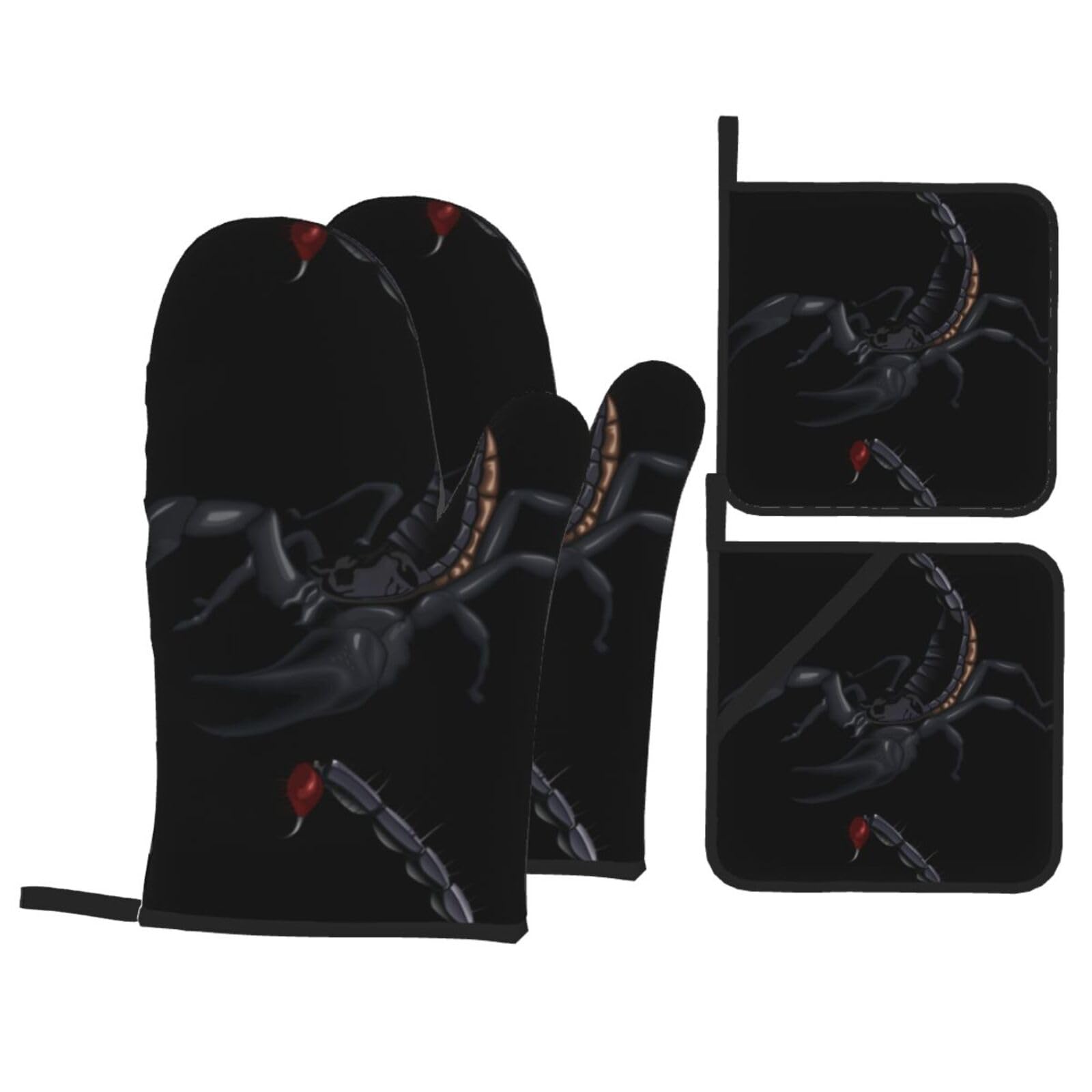 WHJSHOP Scorpion Prints Kitchen Layers: Waterproof Oven Covers for Safe Handling & Easy Cleanup – 4 Piece Heat Protection Bundle