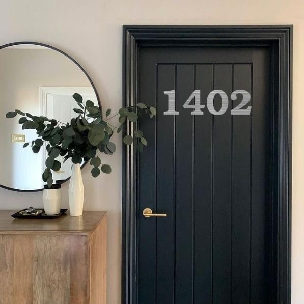 Hotel Room Number Plate - 1402|Silver Brushed Type Acrylic Lasercut Number| Size: 127mm X 63mm | Easy Installation Type Double Sided Tape Fixed on Backside-image-12