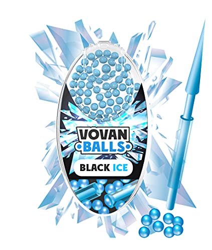 Vovan Balls - Premium Aroma Kapsel Kugeln 100 Stück pro Packung Set | großartiger Geschmack DIY | In praktischer box zur Aufbewahrung | Click System Hülse (Black Ice) Cover