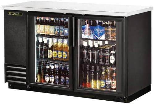 True Black 2-Glass Swing Door Back Bar Cooler for 134 6-Packs